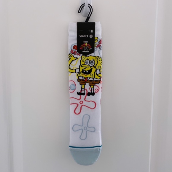 NWT Stance SpongeBob Imagination Crew Socks, Light Cushion, White - Picture 6 of 7